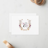 Couple Wedding Monogram Wildblumen Flat Note Card Mitteilungskarte (Vorderseite/Rückseite Beispiel)
