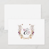 Couple Wedding Monogram Wildblumen Flat Note Card Mitteilungskarte (Vorne/Hinten)