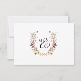 Couple Wedding Monogram Wildblumen Flat Note Card Mitteilungskarte