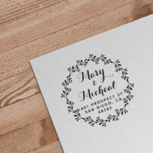 Couple Wedding Return Address Elegant Minimalist Gummistempel