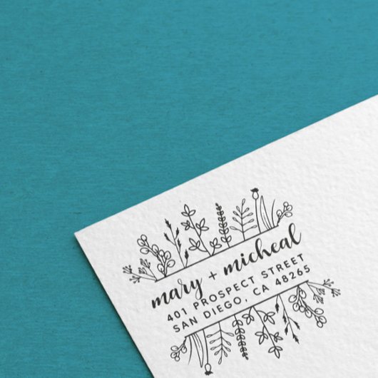 Couple Wedding Rücksendeadresse Elegant Minimalist Gummistempel