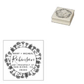 Couple Wedding Rücksendeadresse Elegante Blätter Gummistempel (Stempel)