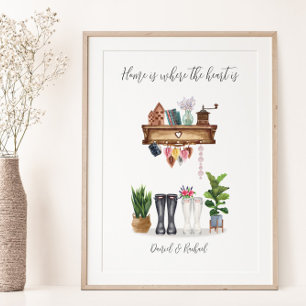 Couple Welly Boots Housewärming Poster