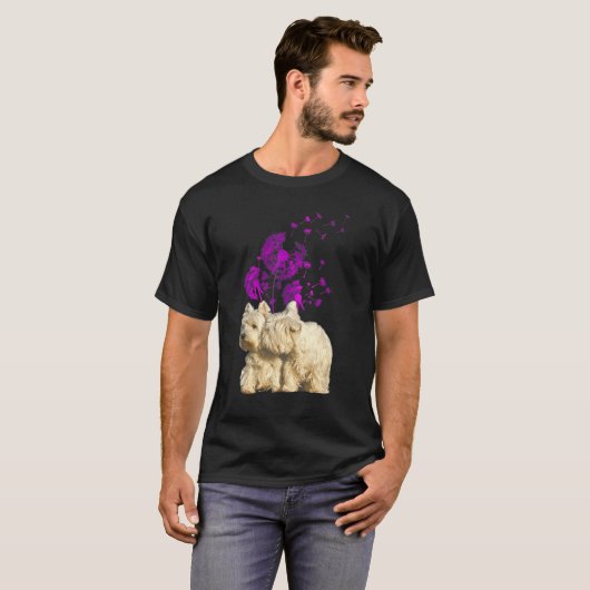 Couple Westies Dandelion Valentine's Day T-Shirt (Vorne ganz)