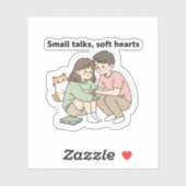 Couple with Pet – Small Talks Soft Hearts Design, Aufkleber (Blatt)