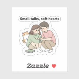 Couple with Pet – Small Talks Soft Hearts Design,  Aufkleber