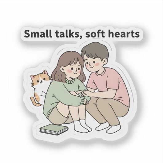 Couple with Pet – Small Talks Soft Hearts Design, Aufkleber (Vorderseite)