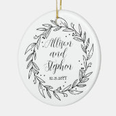 Couple Wreath-Namen | Foto des Hochzeitdatums Keramik Ornament (Links)