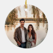 Couple Wreath-Namen | Foto des Hochzeitdatums Keramik Ornament (Hinten)