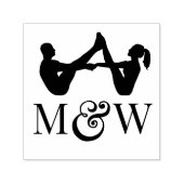 Couple Yoga Pose Wedding 2 Initials LG Ampersand Permastempel (Design)