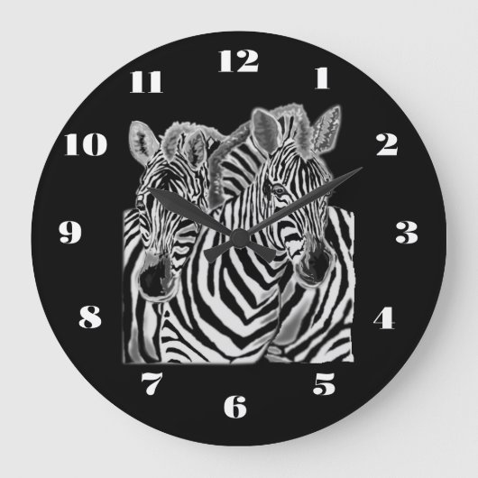 Couple Zebra Clock Große Wanduhr (Vorderseite)