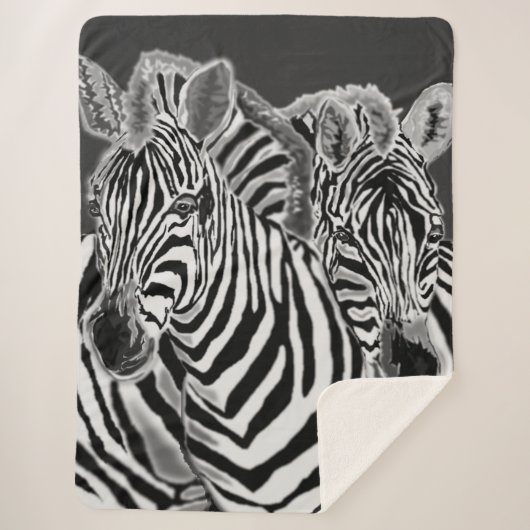 Couple Zebra Sherpa Blanket Sherpadecke (Vorderseite)