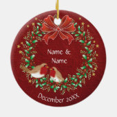 Couple's 1. Weihnachts New Zuhause, 2 Robins Keramik Ornament (Hinten)