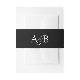 Couple's Ampersand Monogram Black White Initials Einladungsbanderole