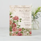 Couple's Brautparty - Trellis Rose Vintage Karte (Stehend Vorderseite)