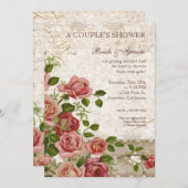 Couple's Brautparty - Trellis Rose Vintage Karte (Vorne/Hinten)