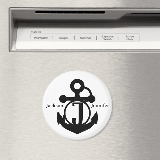 Couple's Custom J Initial Anchor Cruise Door Magnet (In Situ (Geschirrspüler))