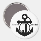 Couple's Custom J Initial Anchor Cruise Door Magnet (Vorderseite/Rückseite)