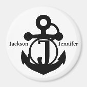 Couple's Custom J Initial Anchor Cruise Door Magnet (Vorne)