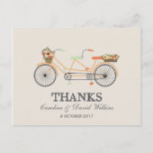 Couple's Cycle Wedding Danke Postcard Postkarte (Vorderseite)