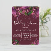 Couple's Dusche Floral Marsala Burgund Einladung (Stehend Vorderseite)
