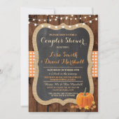 Couple's Dusche Rustic Fall Pumpkin Einladung (Vorderseite)