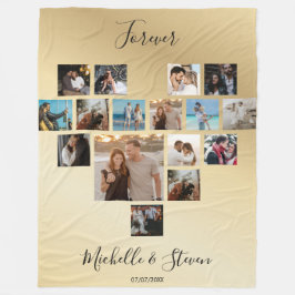 Couples Gift Valentine's Day Heart Photo Collage Fleecedecke
