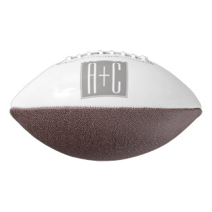 Couples Initails or Other Text White & Grey Football