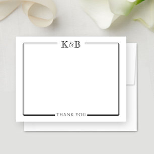 Couple's Initials Newlywed Black & White Vielen Da Mitteilungskarte