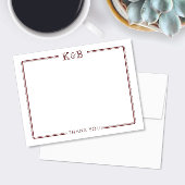 Couple's Initials Newlyweds Dark Red Vielen Dank Mitteilungskarte