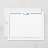 Couple's Initials Newlyweds Navy Blue Vielen Dank Mitteilungskarte (Vorderseite)