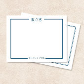 Couple's Initials Newlyweds Navy Blue Vielen Dank Mitteilungskarte