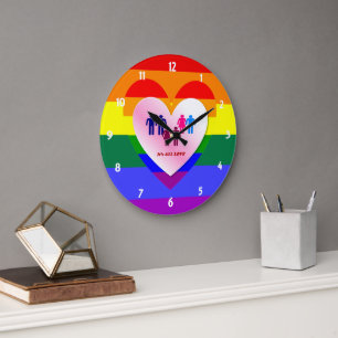 Couples Inside the All Love Pride Heart Große Wanduhr