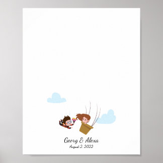Couple's Liebe Flight Thumbprint Gästebuch