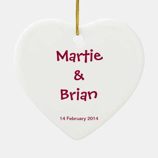 Couple's Liebe (Personalize) - Herzdekoration Keramik Ornament (Hinten)