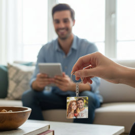 Couple's Love Heart Photo Keychain Schlüsselanhänger