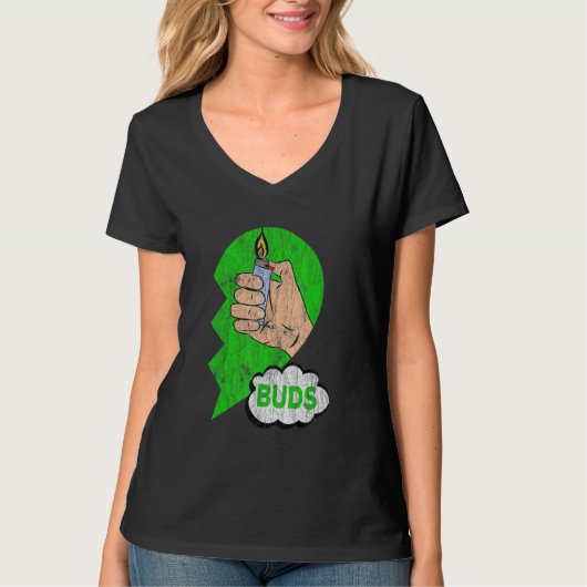 Couples Matching Best Buds Weed Funny Joint Stoner T-Shirt (Vorderseite)