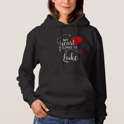 Couples Matching My Heart Belong to Luke My Love Hoodie (Vorderseite)