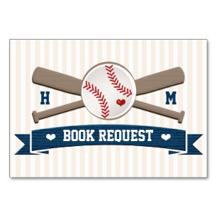 COUPLES MONOGRAM BASEBALL BABY SHOWER BUCH REQEUST TISCHNUMMER