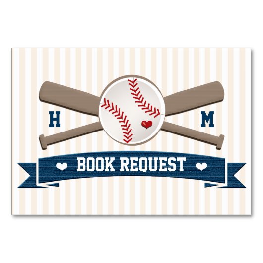 COUPLES MONOGRAM BASEBALL BABY SHOWER BUCH REQEUST TISCHNUMMER (Rückseite)