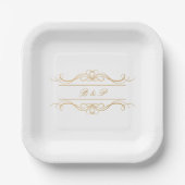 Couple's Monogram Elegant Gold Swirl Wedding Pappteller (Vorderseite)