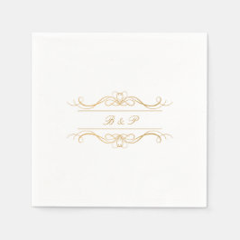 Couple's Monogram Elegant Gold Swirl Wedding Serviette
