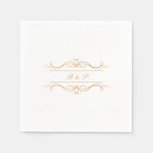 Couple's Monogram Elegant Gold Swirl Wedding Serviette (Vorderseite)
