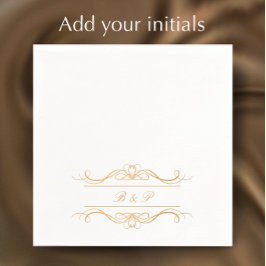 Couple's Monogram Elegant Gold Swirl Wedding Serviette