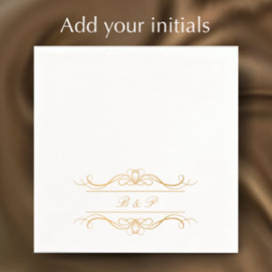 Couple's Monogram Elegant Gold Swirl Wedding Serviette