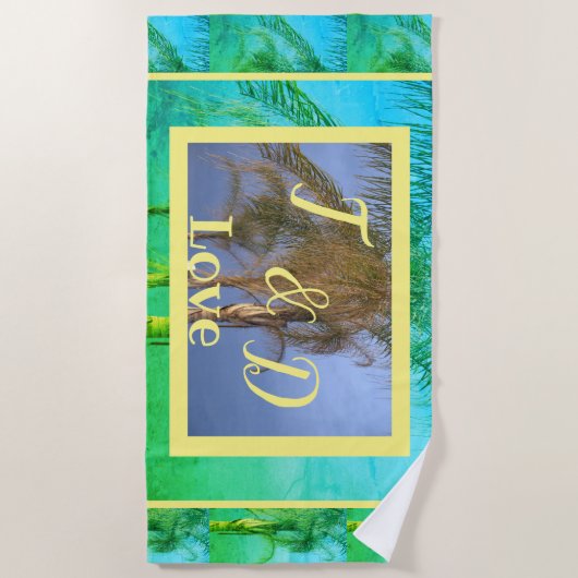Couple's Monogram Palm Trees Beach Handtuch (Vorderseite)