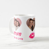 Couples Name XOXO Valentine's Day Custom Photo Mug Kaffeetasse (Vorderseite Links)