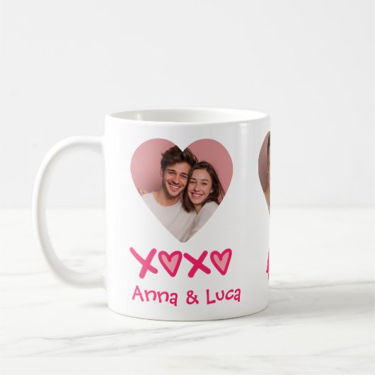 Couples Name XOXO Valentine's Day Custom Photo Mug Kaffeetasse (Links)