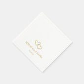 Couple's Names Date Simple Stylish Hearts Wedding Serviette (Ecke)