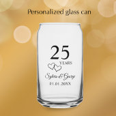 Couple's Names Heart 25th Wedding Anniversary Gift Dosenglas